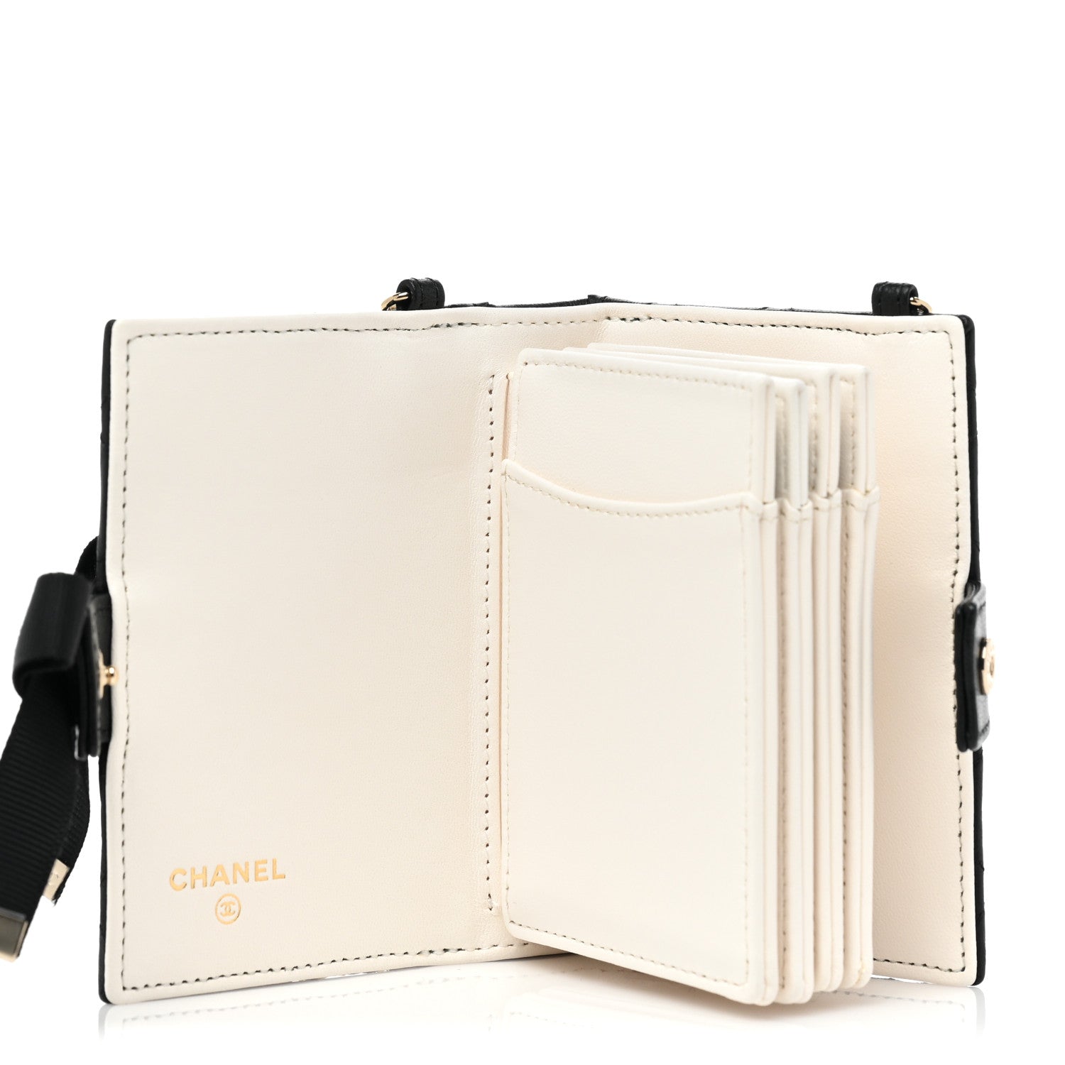 Chanel Lambskin Quilted Book Card Holder on Chain Black 5 of 10