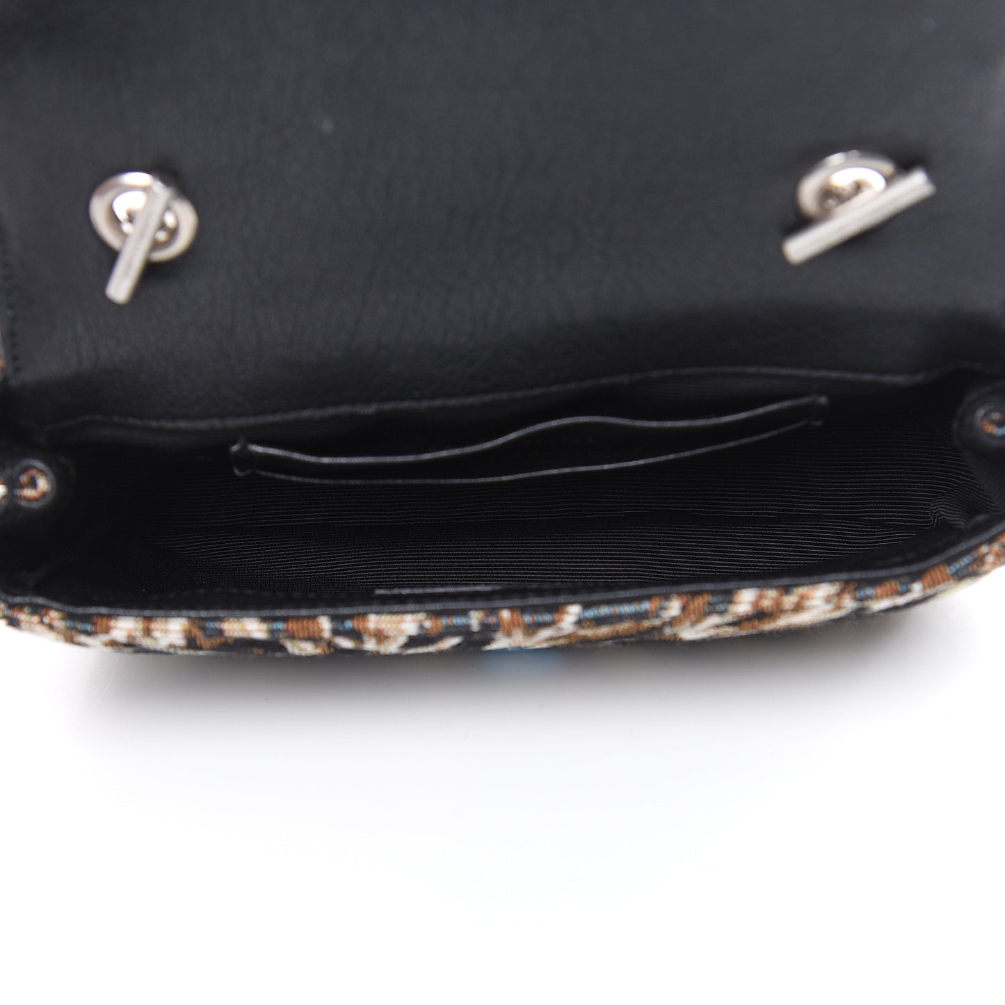 Jacquard Leopard Matelasse Chevron Monogram Baby Chain Bag Black
