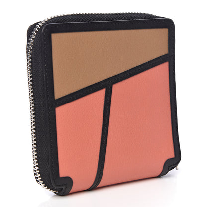 Loewe Calfskin Small Puzzle French Zip Around Wallet Black Pink Tulip Mocca 3 of 7