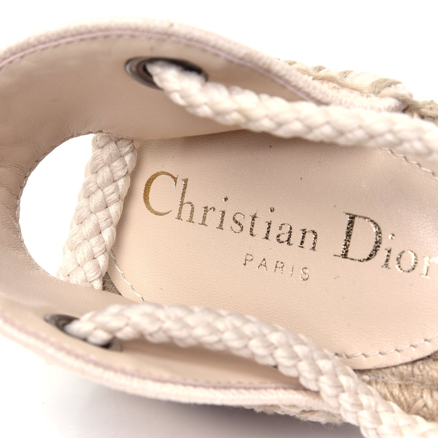 Canvas Embroidered Granville Ankle Tie Espadrilles Flats 35 Cream