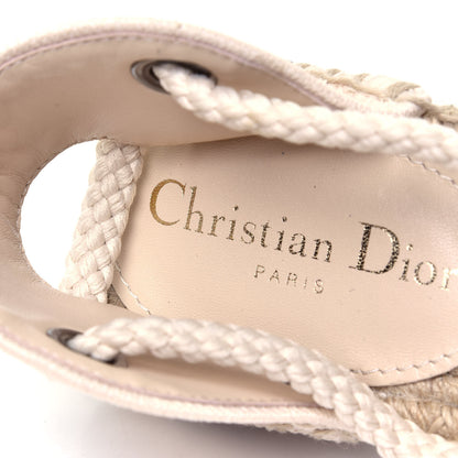 Christian Dior Canvas Embroidered Granville Ankle Tie Espadrilles Flats 35 Cream 9 of 10