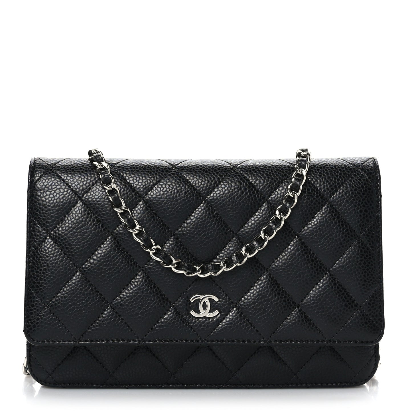 Caviar Quilted Wallet on Chain WOC Black