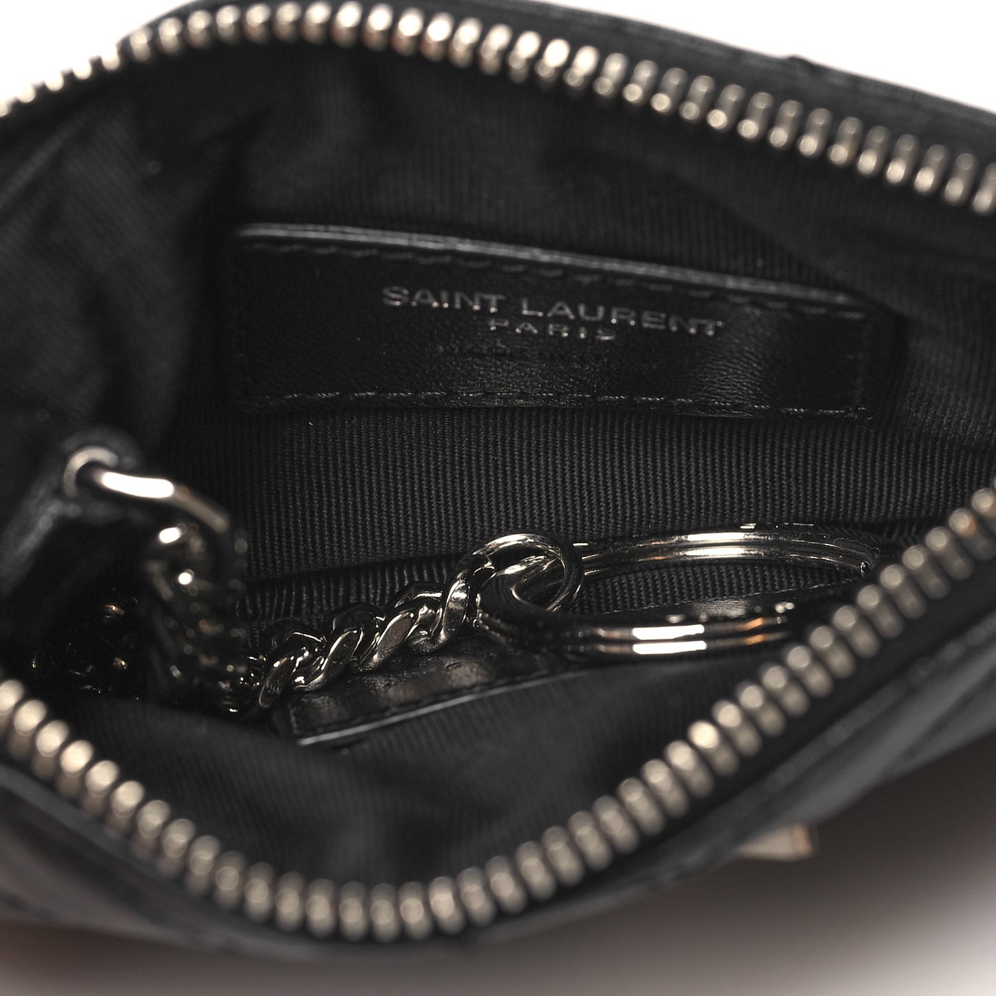 Calfskin Matelasse Monogram Key Pouch Black
