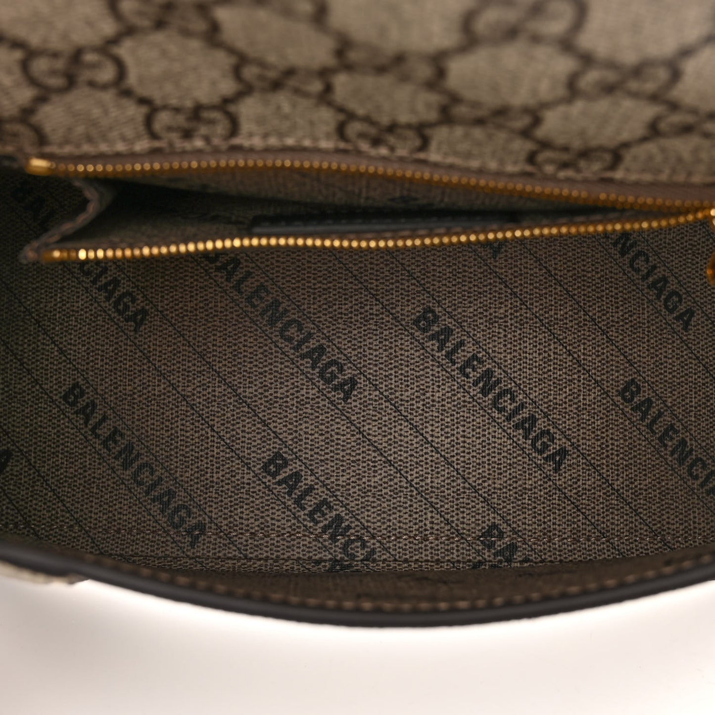 X GUCCI GG Supreme Monogram Small Hourglass Top Handle Bag Beige Ebony