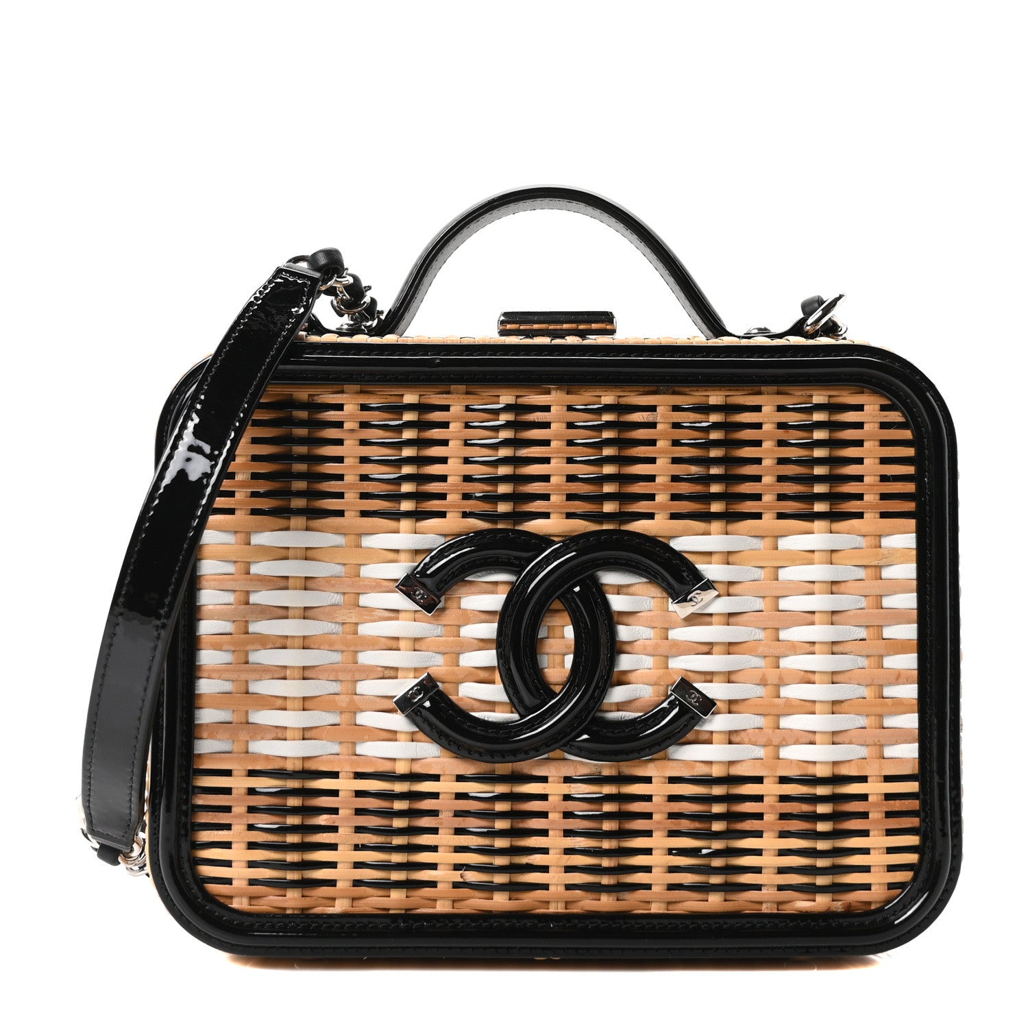 Chanel Raffia Patent Medium CC Filigree Vanity Case Black 1 of 10