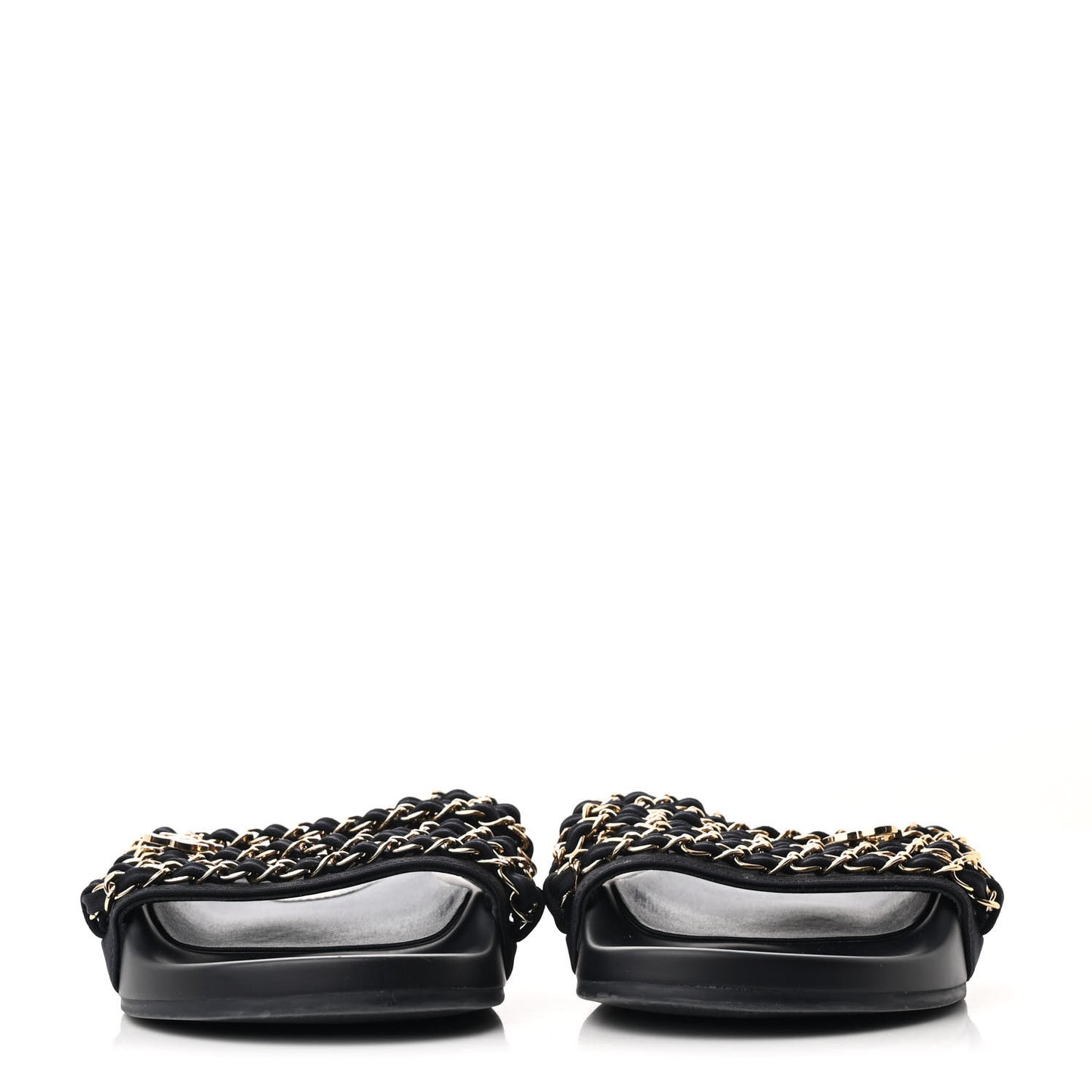 Satin Chain Flat Sandals 37 Marine