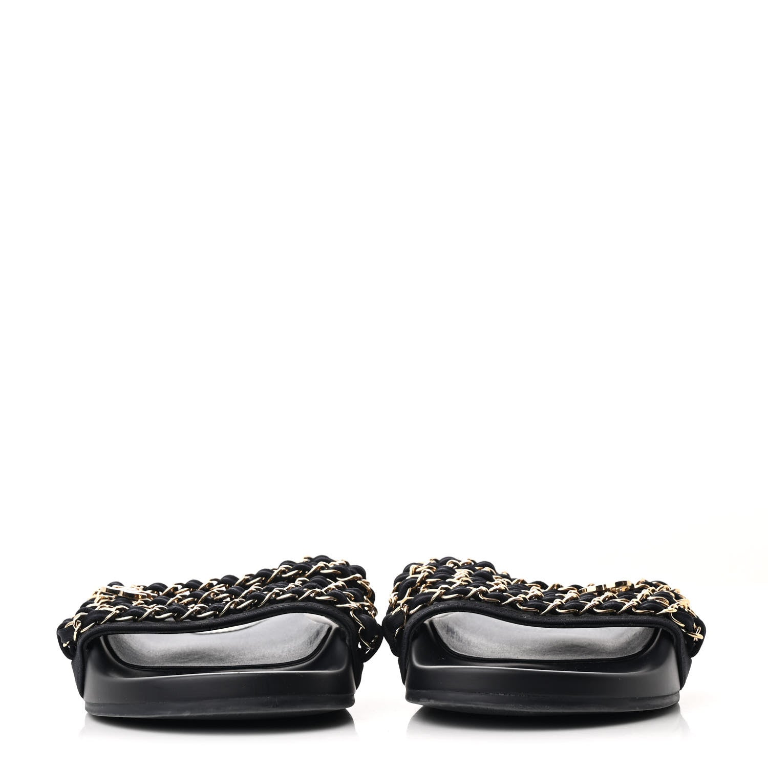 Chanel Satin Chain Flat Sandals 37 Marine 3 of 11