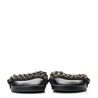 Chanel Satin Chain Flat Sandals 37 Marine 3 of 11