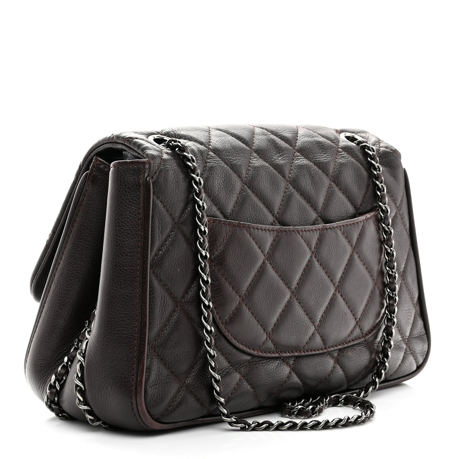 Chanel Calfskin Quilted Medium Frame in Chain Flap Brown 3 of 11