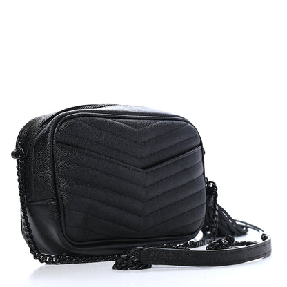 Saint Laurent Grain De Poudre Matelasse Monogram Mini Lou Camera Bag Black 3 of 10
