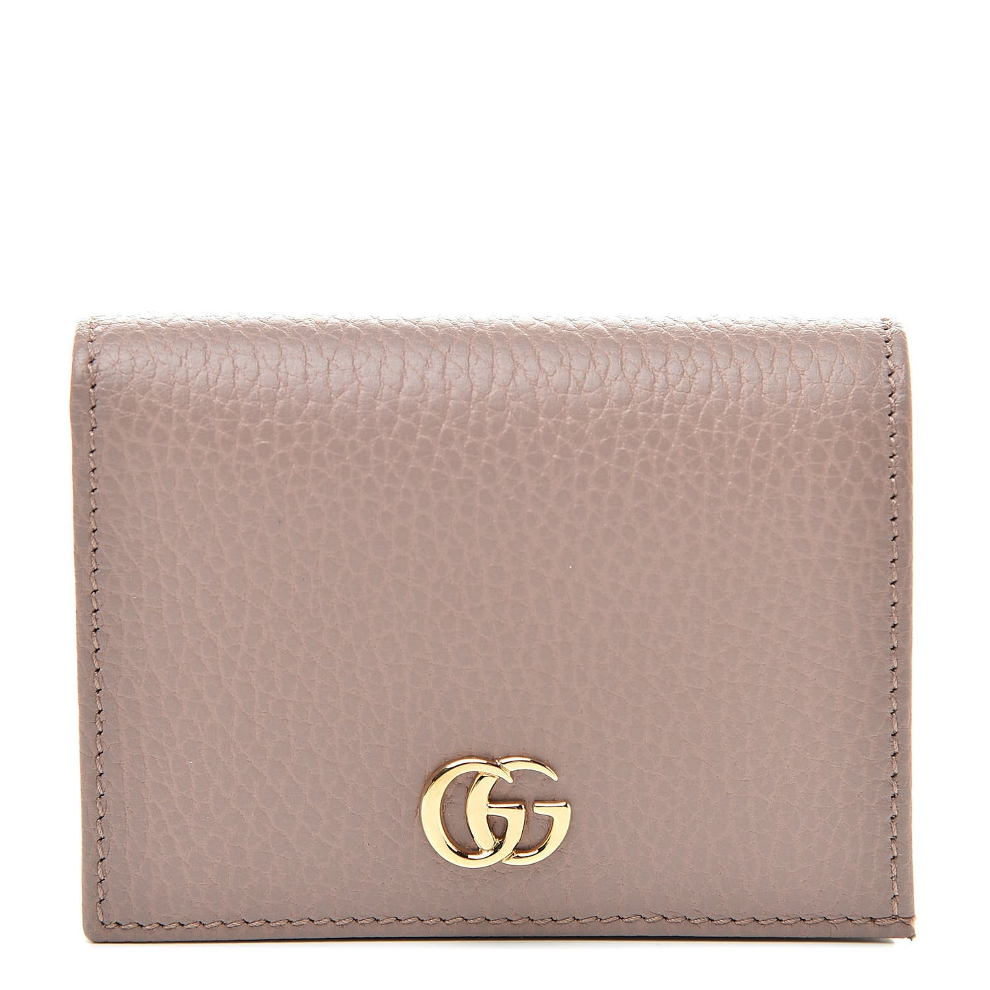 Pebbled Calfskin GG Marmont Card Case Porcelain Rose