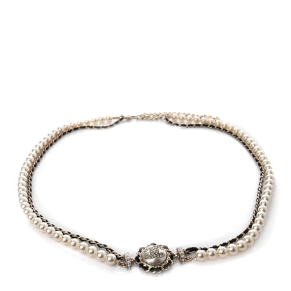 Chanel Metal Pearl Lambskin Chain CC Fancy Belt 75 Black Gold 1 of 4
