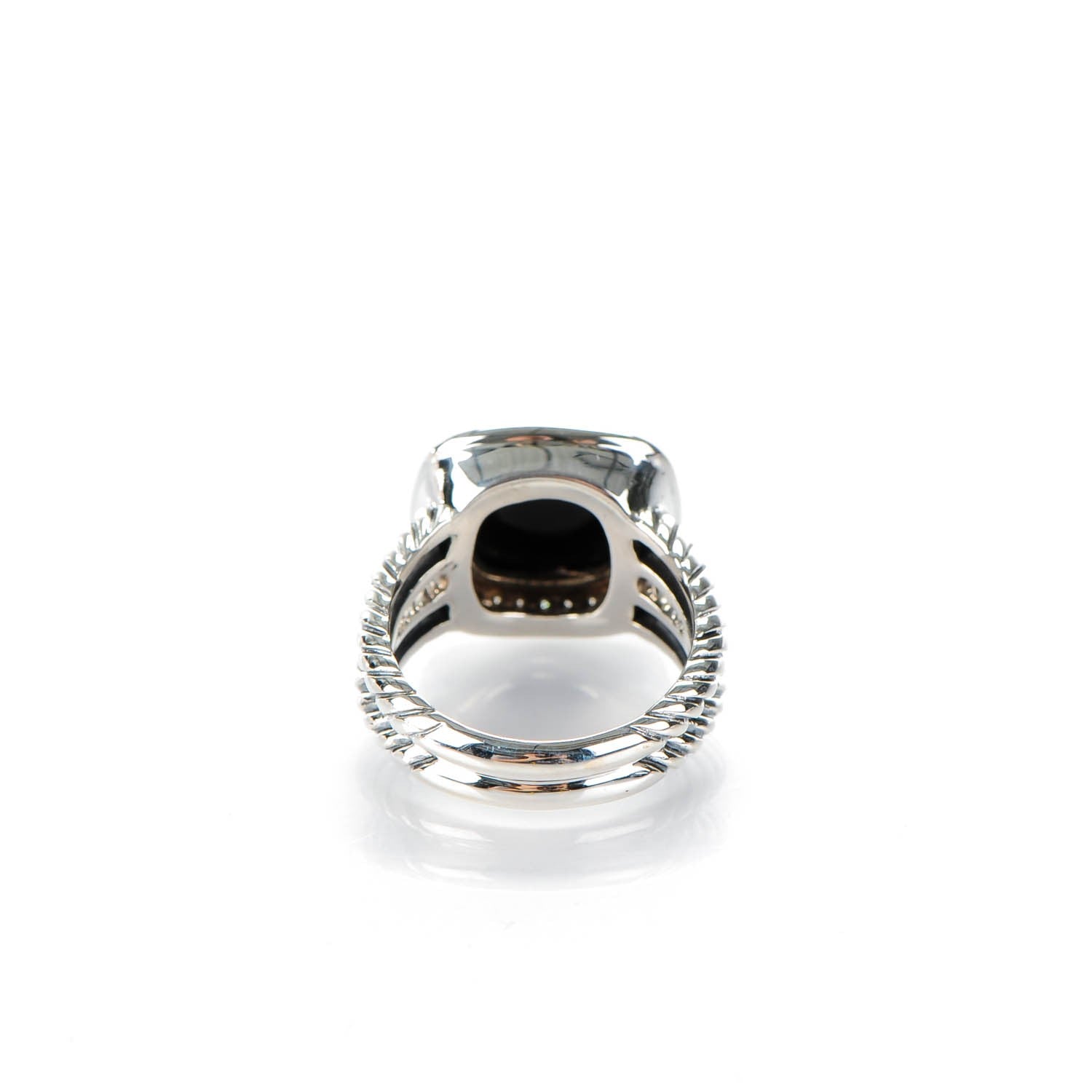 David Yurman Sterling Silver Diamond Black Onyx 11mm Albion Ring 54 7 3 of 5
