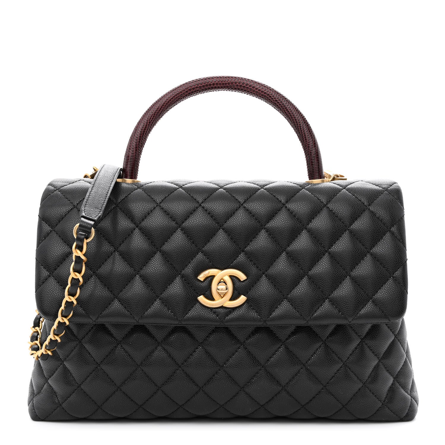 Chanel Caviar Lizard Quilted Medium Coco Handle Flap Black 1 of 10