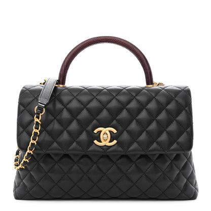 Chanel Caviar Lizard Quilted Medium Coco Handle Flap Black 1 of 10
