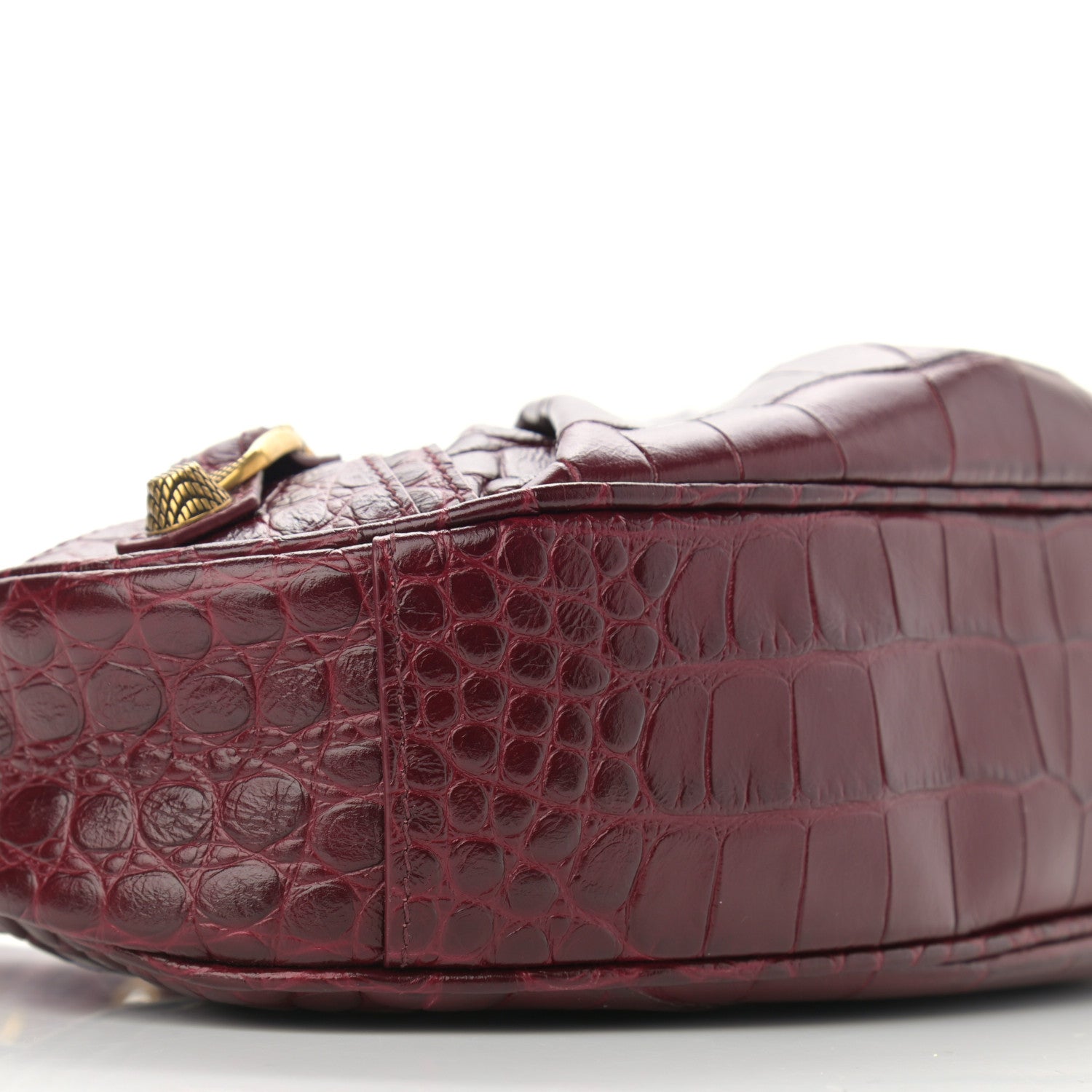 Balenciaga Extra Supple Calfskin Crocodile Embossed Le Cagole Shoulder Bag XS Dark Red 9 of 11