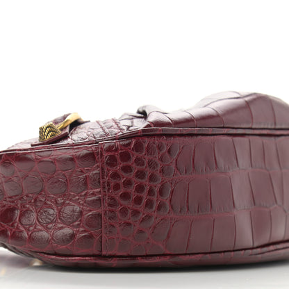 Balenciaga Extra Supple Calfskin Crocodile Embossed Le Cagole Shoulder Bag XS Dark Red 9 of 11