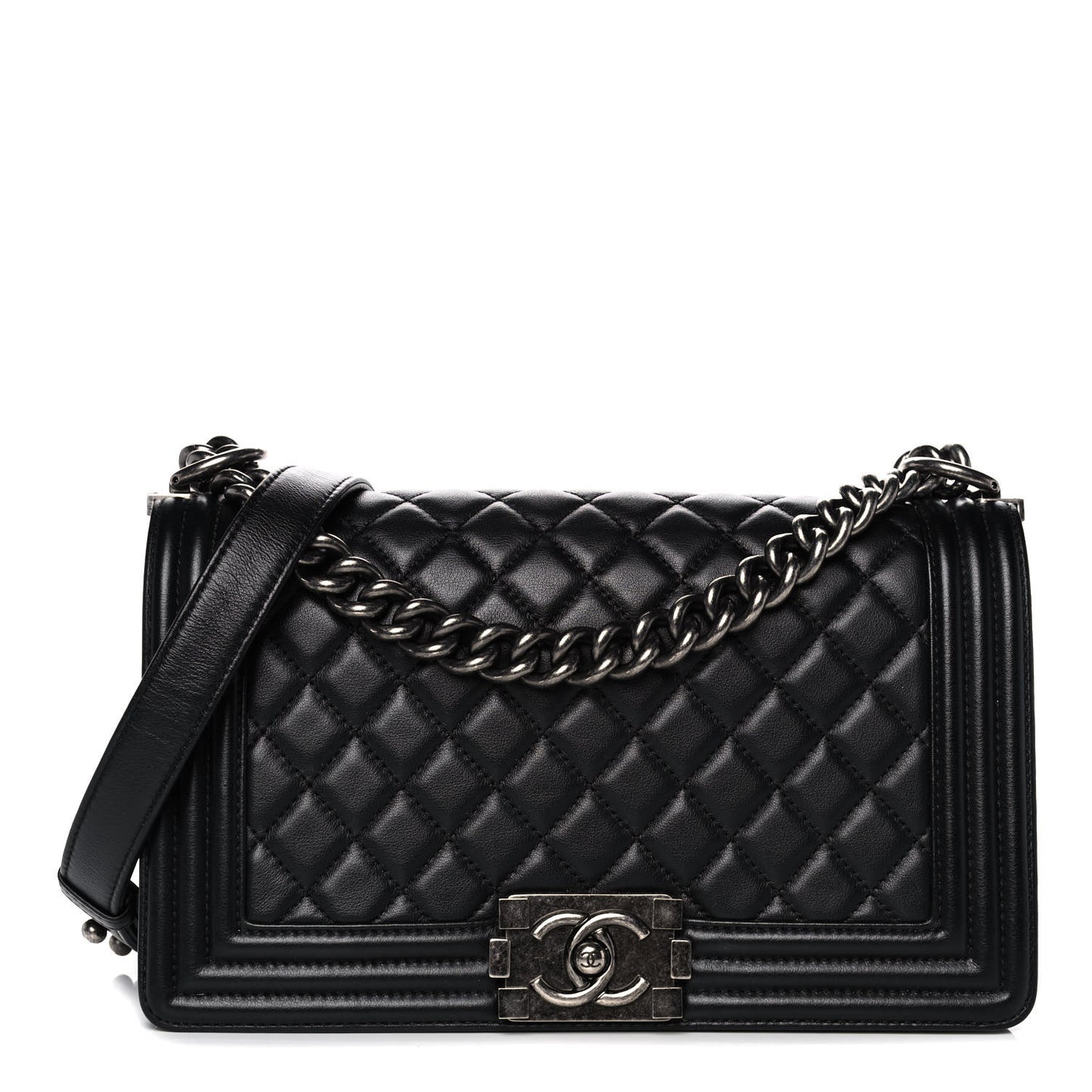 Calfskin Quilted Medium Boy Flap Black