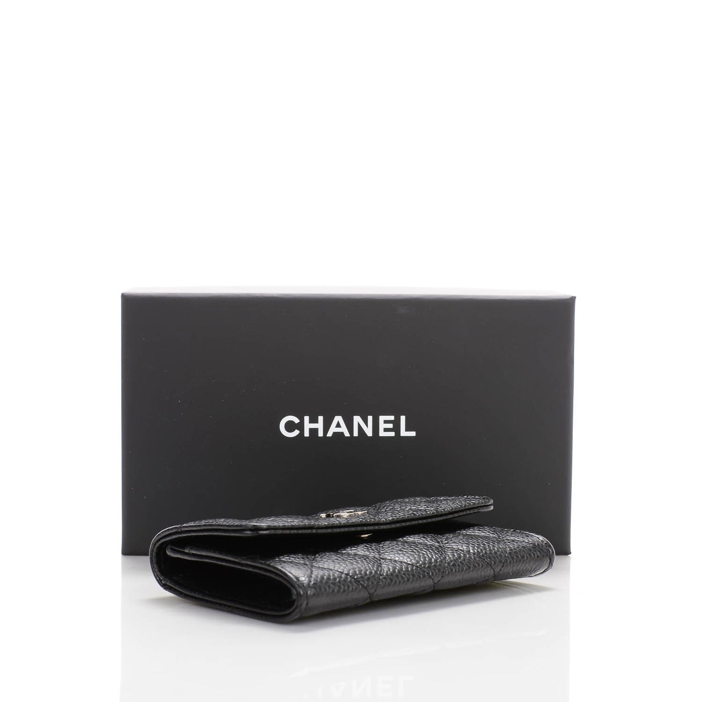 Caviar Quilted Flap Card Holder Black