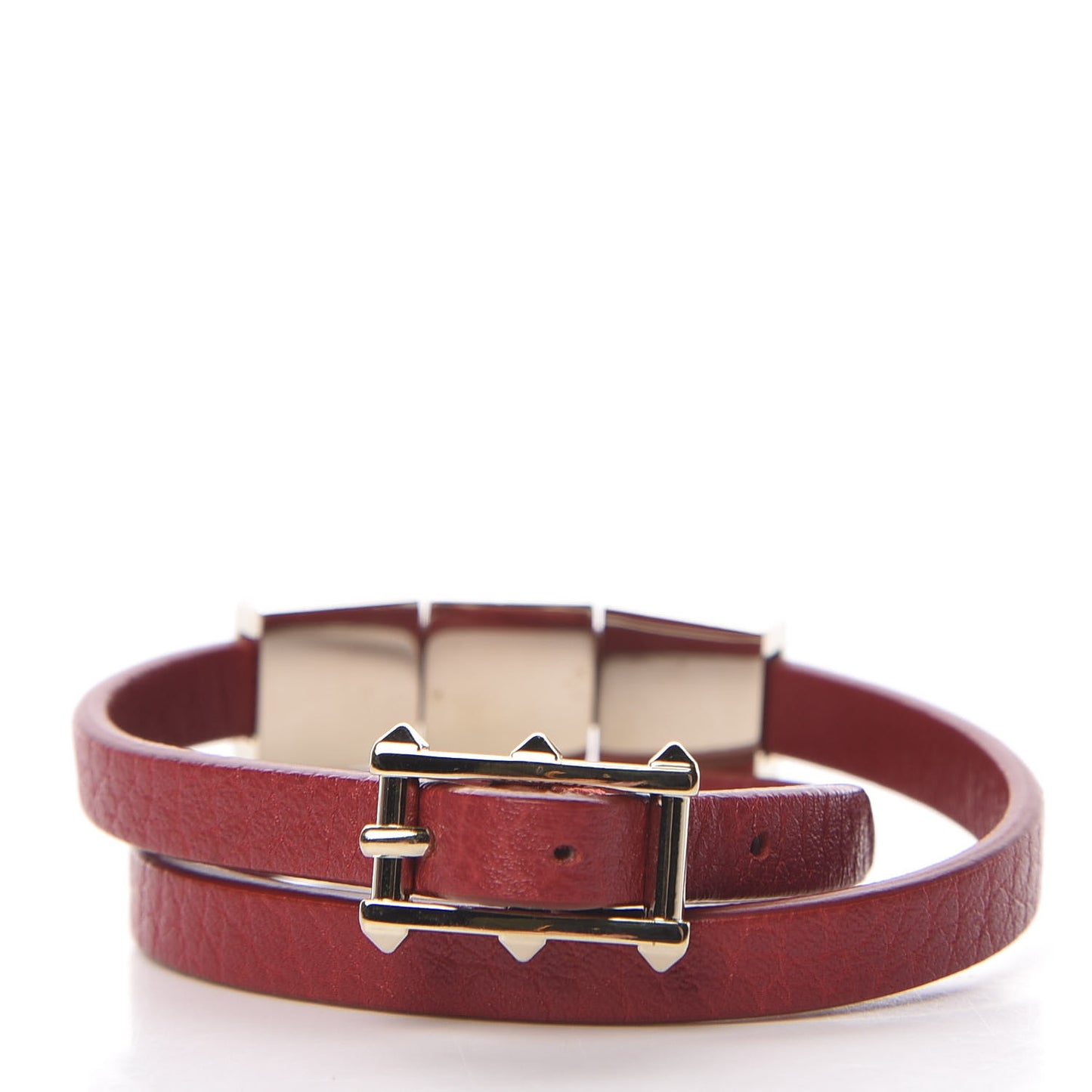 Vitello Rockstud Double Wrap Bracelet Red