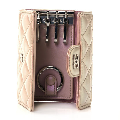 Chanel Iridescent Calfskin Quilted Classic 4 Key Holder Wallet Pink 5 of 10
