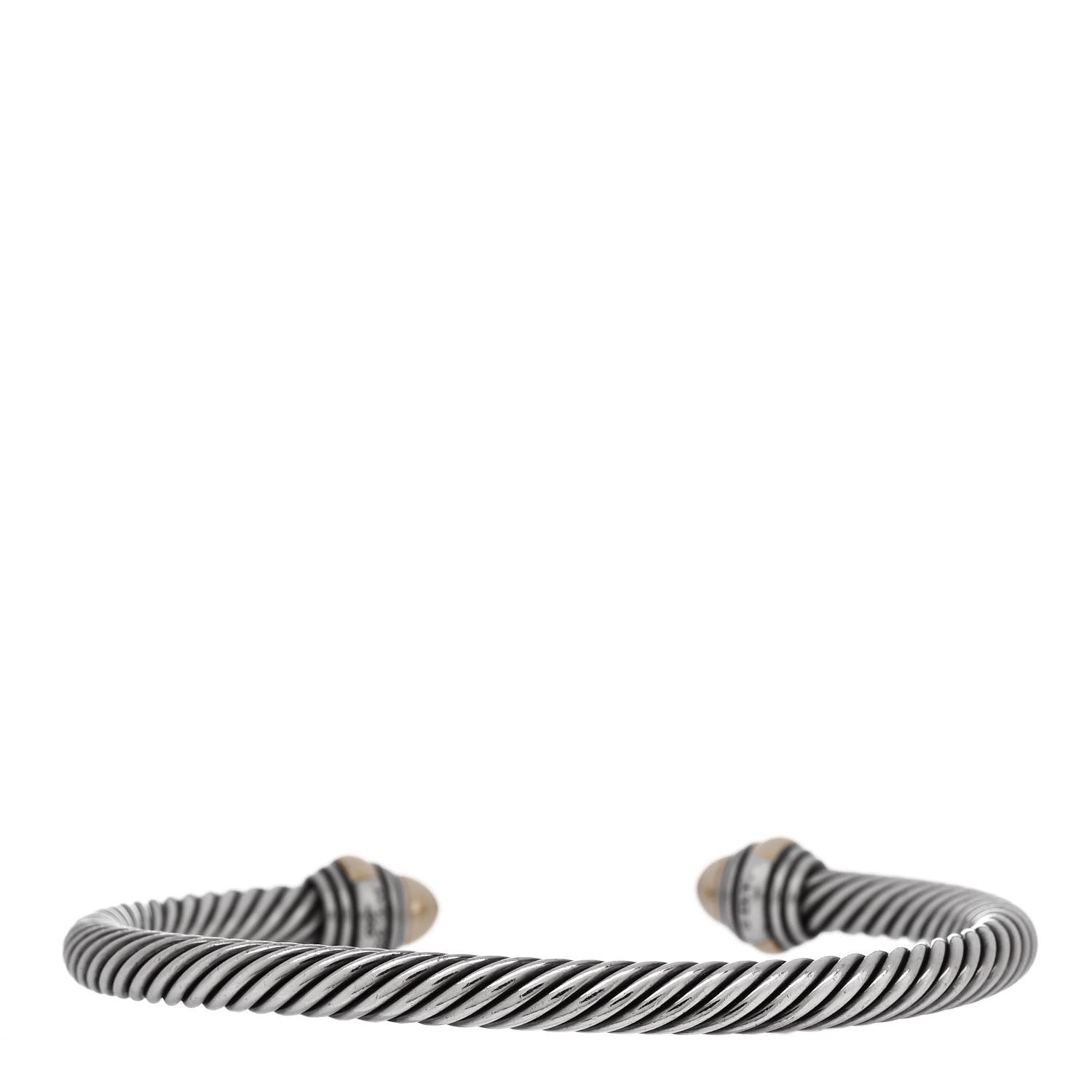 David Yurman Sterling Silver 14K Yellow Gold 5mm Cable Classics Dome Bracelet 2 of 4