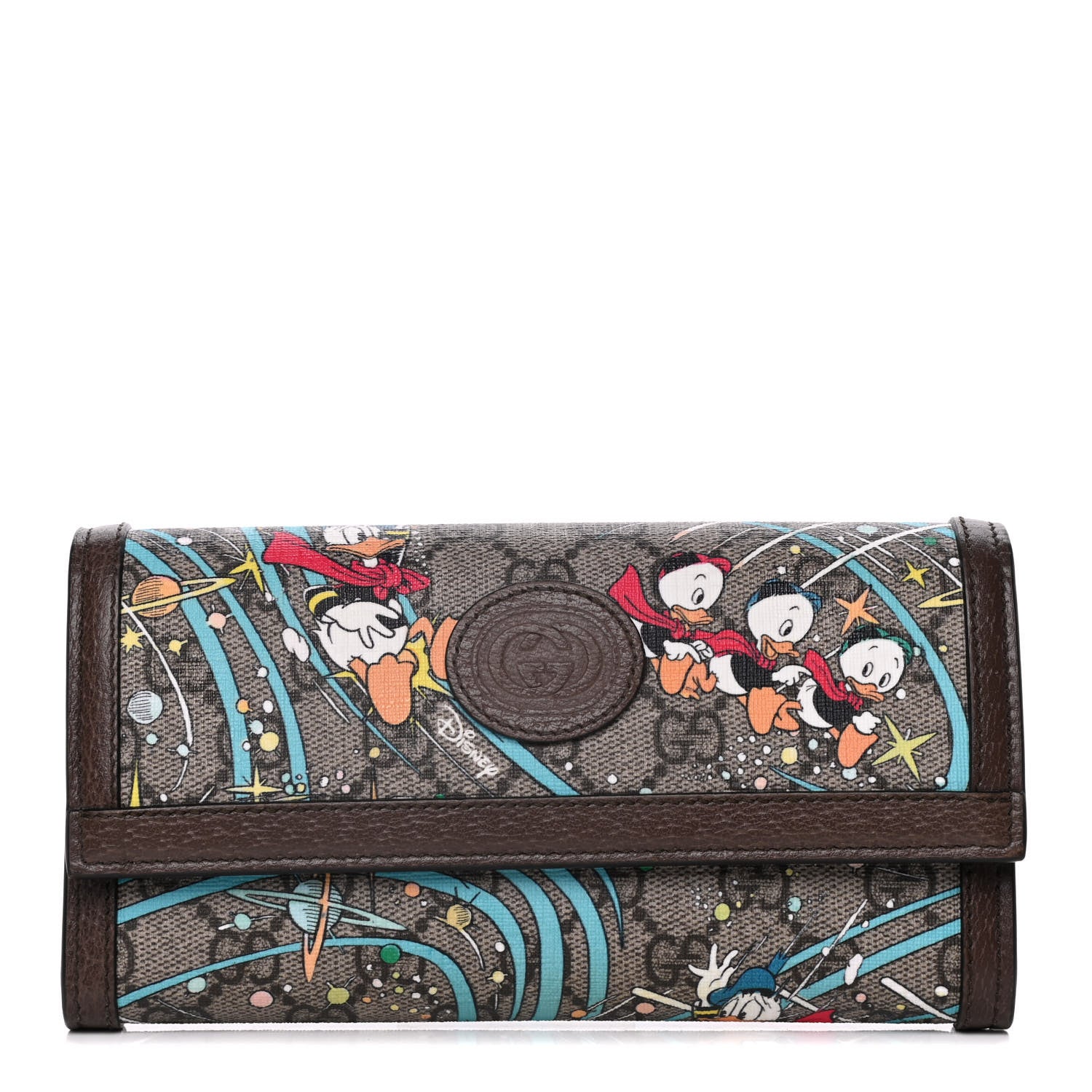 Gucci X DISNEY GG Supreme Monogram Donald Duck Interlocking G Continental Wallet Beige Multicolor New Acero 1 of 9