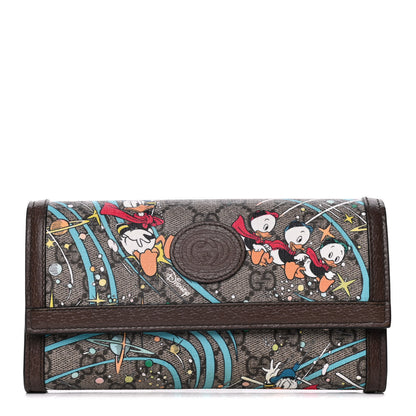 Gucci X DISNEY GG Supreme Monogram Donald Duck Interlocking G Continental Wallet Beige Multicolor New Acero 1 of 9