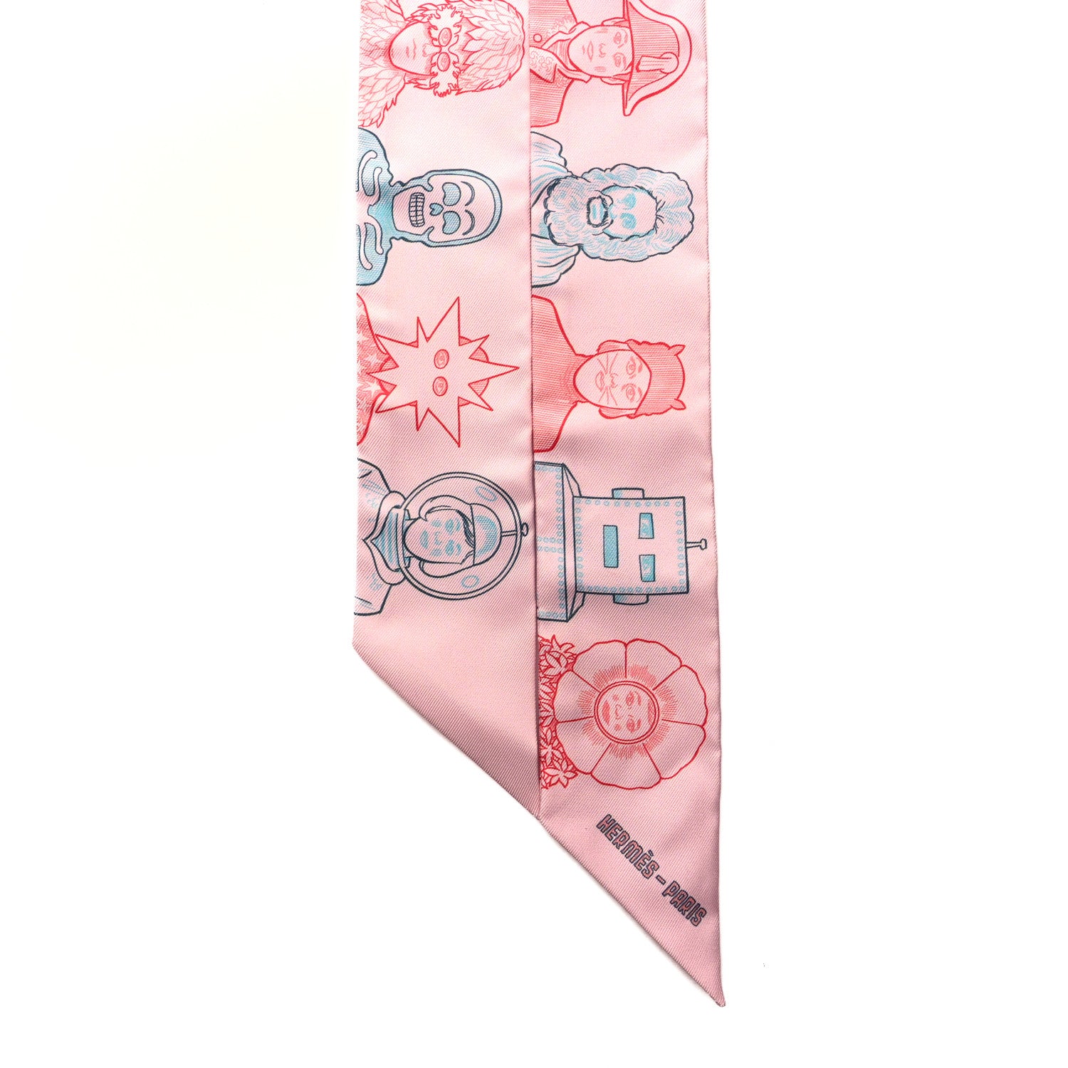 Hermes Silk Dress Code Twilly Rose Pale Bleu Rouge 2 of 4