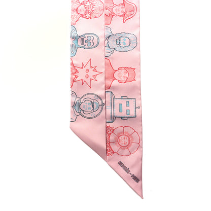 Hermes Silk Dress Code Twilly Rose Pale Bleu Rouge 2 of 4