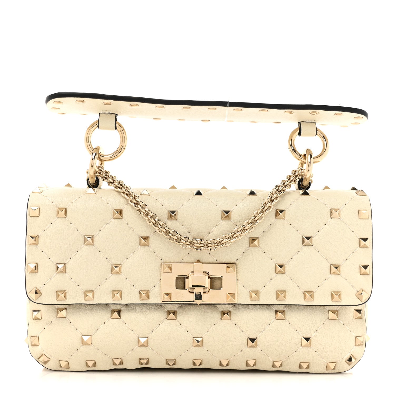 Valentino Garavani Nappa Small Rockstud Spike Shoulder Bag Light Ivory 1 of 11
