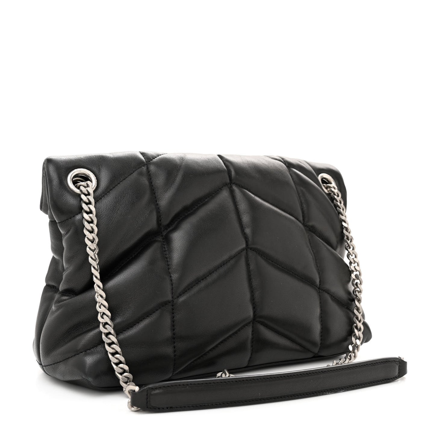 Lambskin Quilted Toy Loulou Puffer Monogram Chain Satchel Black