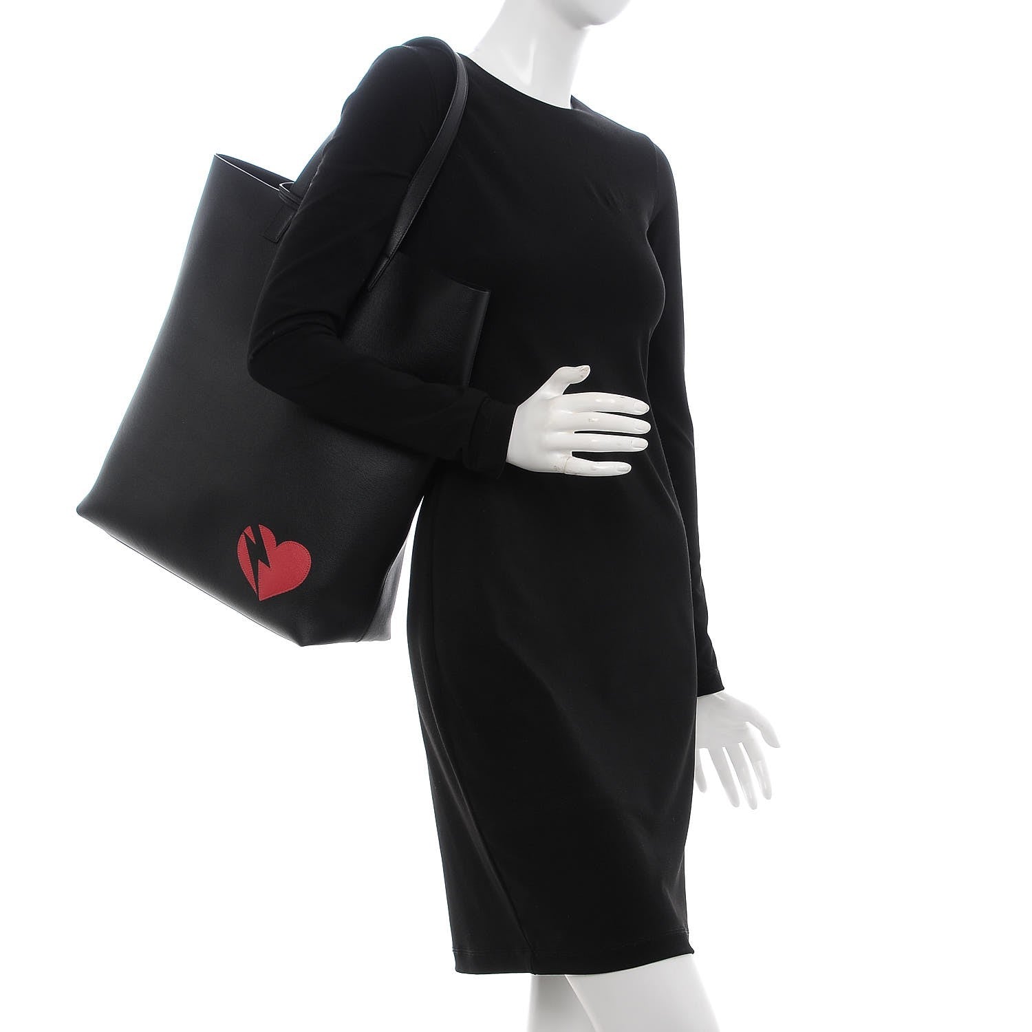 Saint Laurent Calfskin Heart Shopping Tote Black 2 of 7