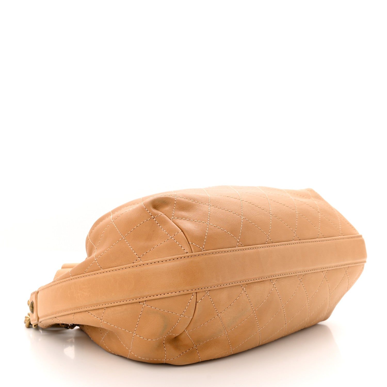 Chanel Calfskin Stitched Large Paris Rome Drawstring CC Bag Beige 4 of 10