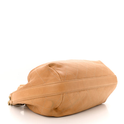 Chanel Calfskin Stitched Large Paris Rome Drawstring CC Bag Beige 4 of 10