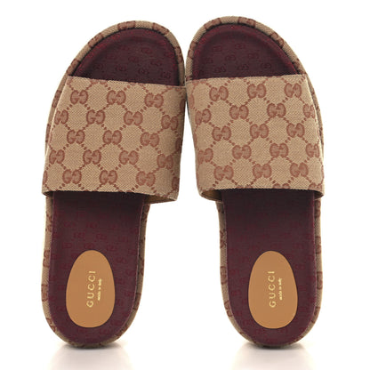 Gucci Canvas GG Monogram Angelina Platform Slide Sandals 40 Beige Ruggine 2 of 9