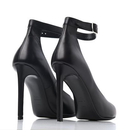 Saint Laurent Seta Calfskin Astra Paris 105 Ankle Strap Pumps 35.5 Black 3 of 4