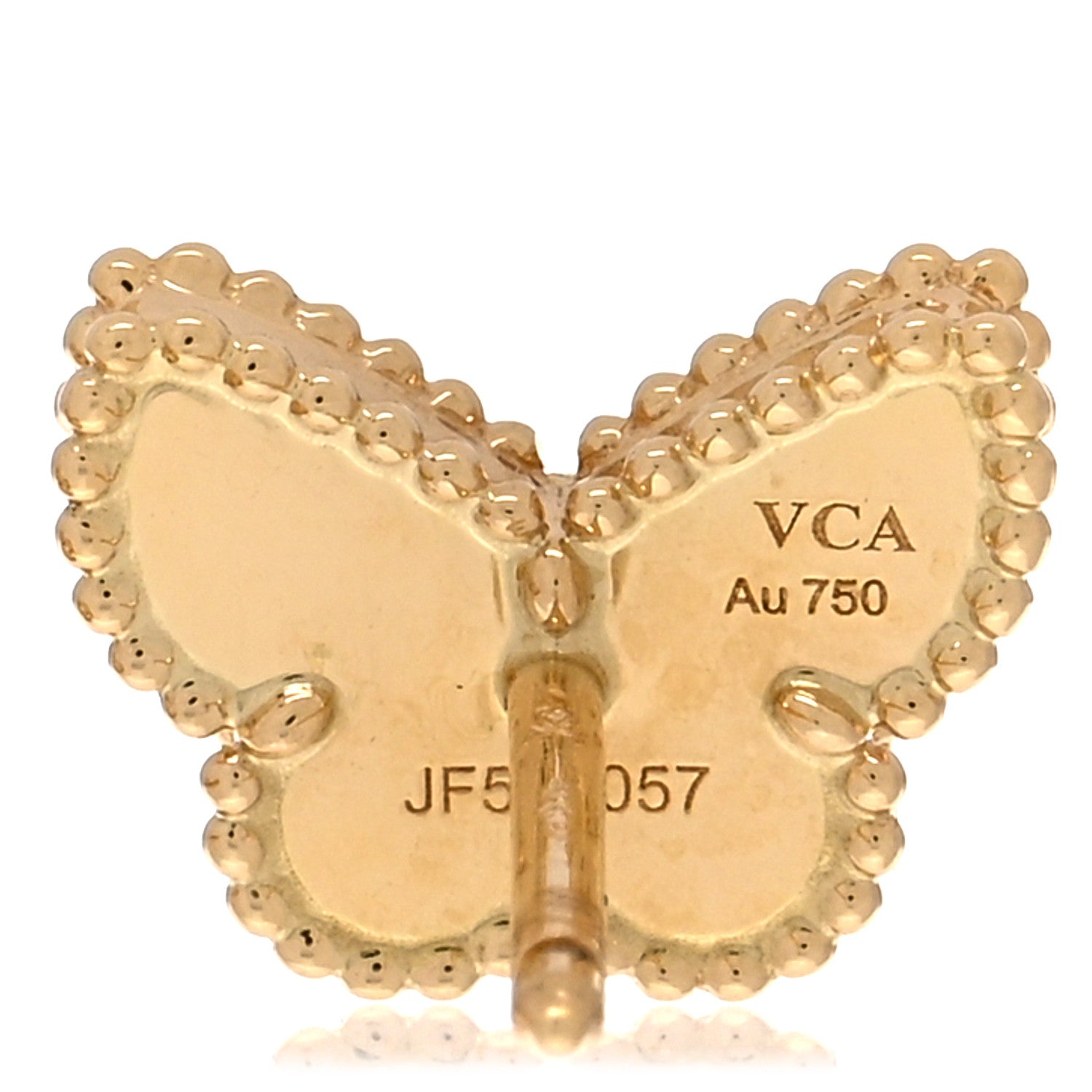Van Cleef & Arpels 18K Yellow Gold Mother of Pearl Sweet Alhambra Butterfly Earrings 4 of 5