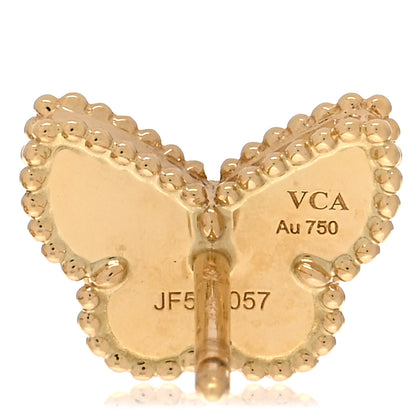 Van Cleef & Arpels 18K Yellow Gold Mother of Pearl Sweet Alhambra Butterfly Earrings 4 of 5