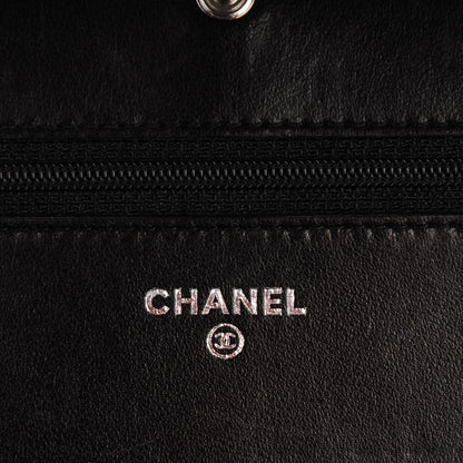 Chanel Distressed Patent Calfskin Quilted Wallet on Chain WOC Black 5 of 7