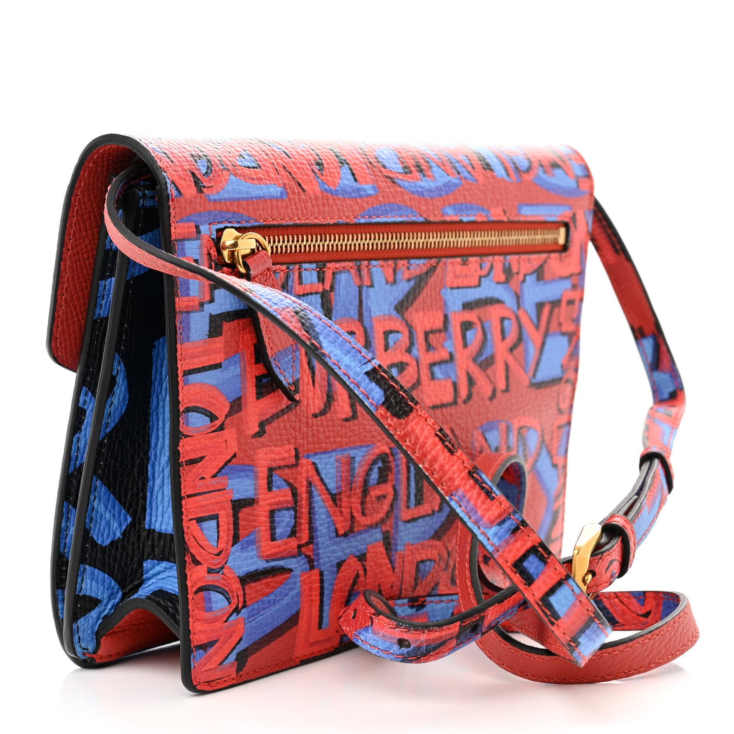 Calfskin Graffiti Print Small Macken Crossbody Bag Black