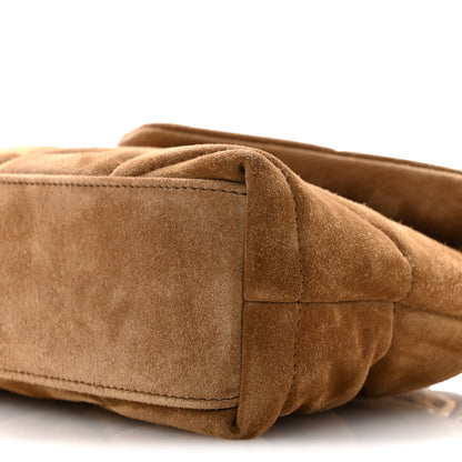 Saint Laurent Suede Calfskin Quilted Toy Loulou Puffer Monogram Chain Satchel Golden Leaf 10 of 11