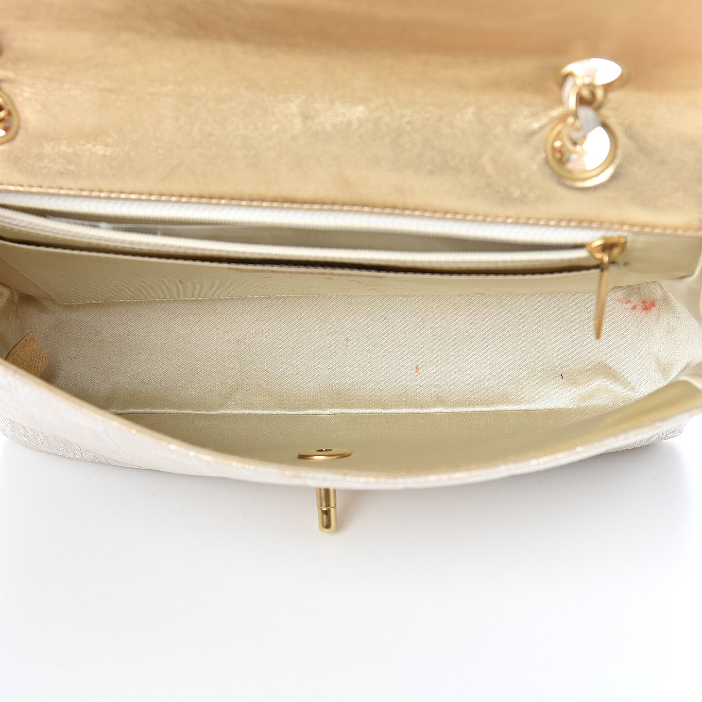 Metallic Nylon Medium Travel Flap Light Gold