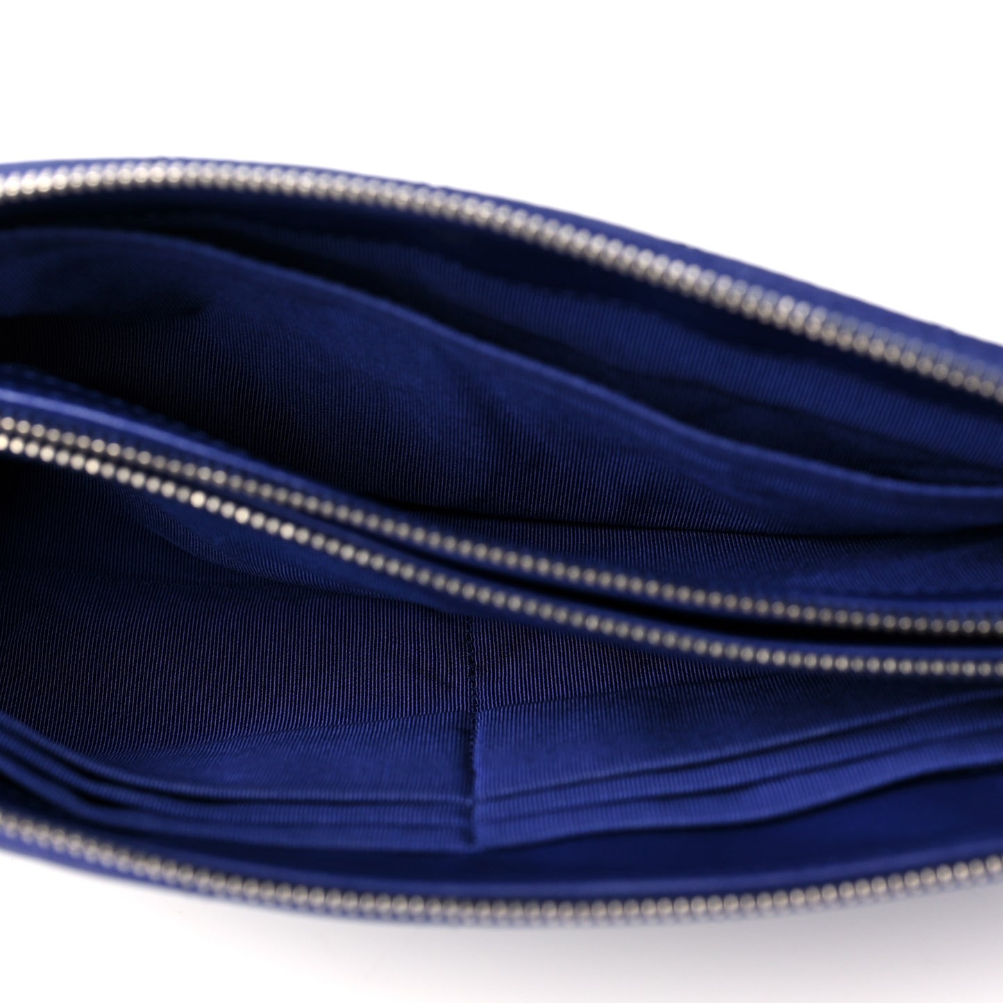 Lambskin Quilted Large Zipped Clutch Blue