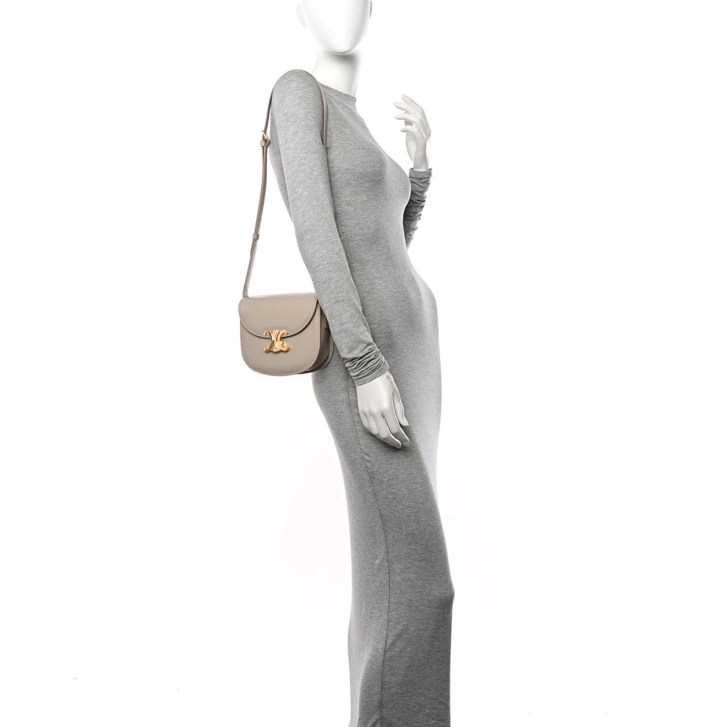 Celine Shiny Calfskin Triomphe Besace Clea Pebble 2 of 11