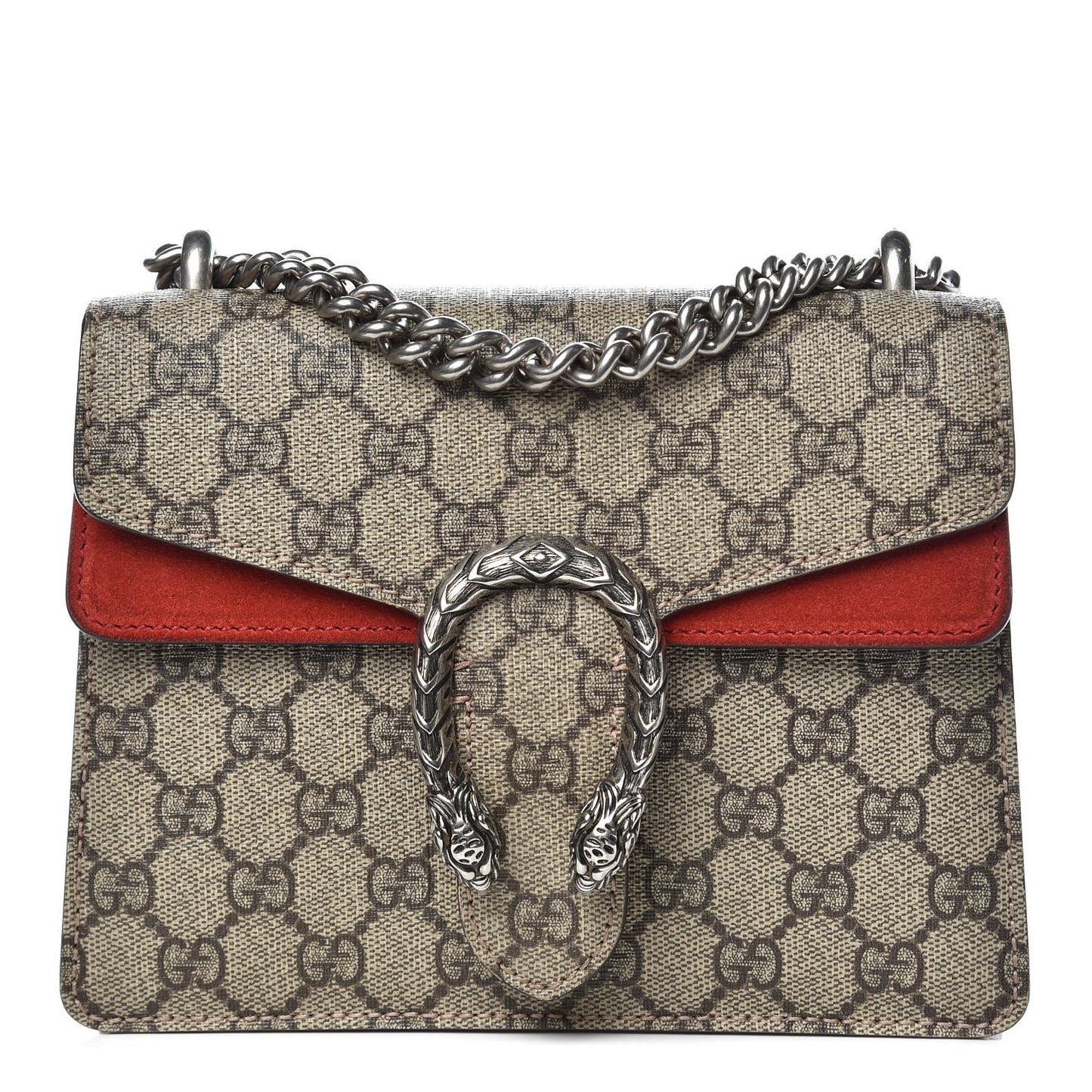 GG Supreme Monogram Mini Dionysus Shoulder Bag Hibiscus Red