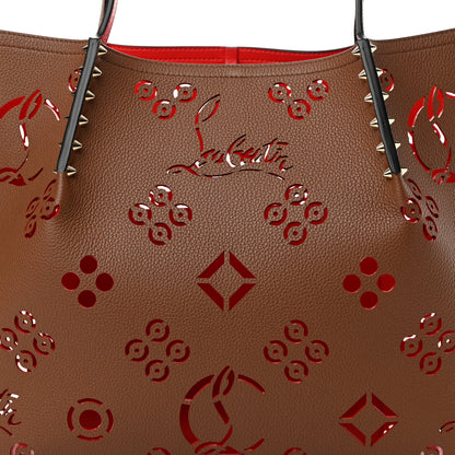 Christian Louboutin Calfskin Loubinthesky Large Perforated Cabarock Spikes Tote Biscotto 7 of 12