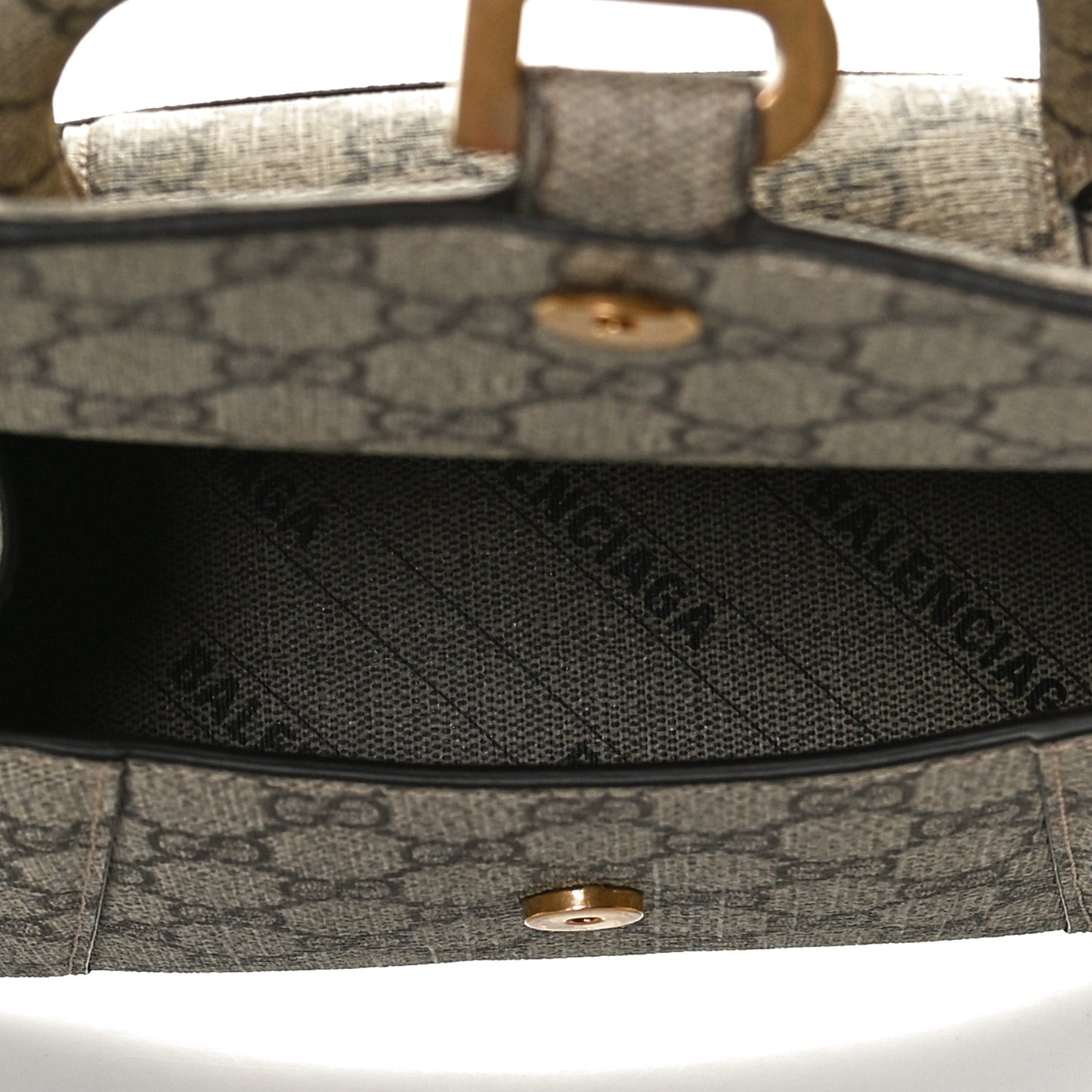 X GUCCI GG Supreme Monogram Small Hourglass Top Handle Bag Beige Ebony