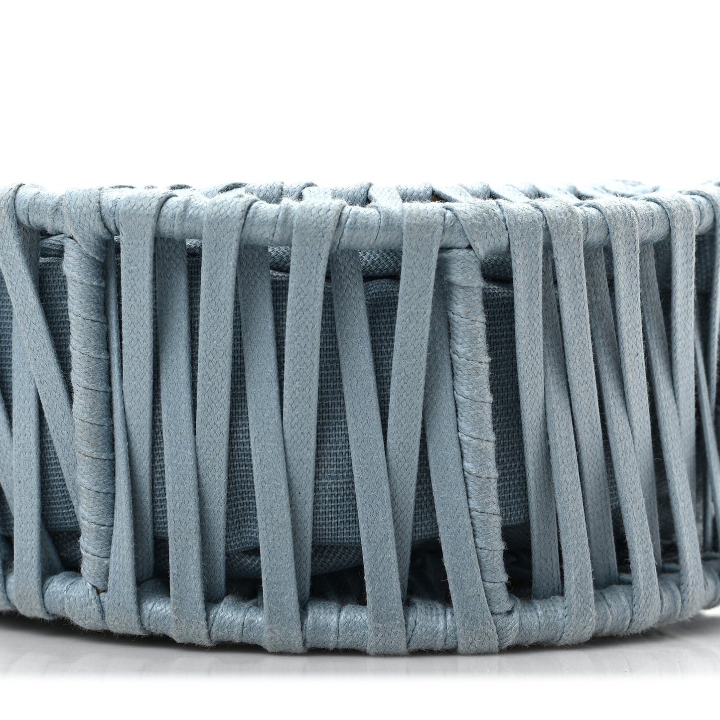 Raffia Eco Alter Nappa Perforated Logo Round Crossbody Bag Cameo Blue