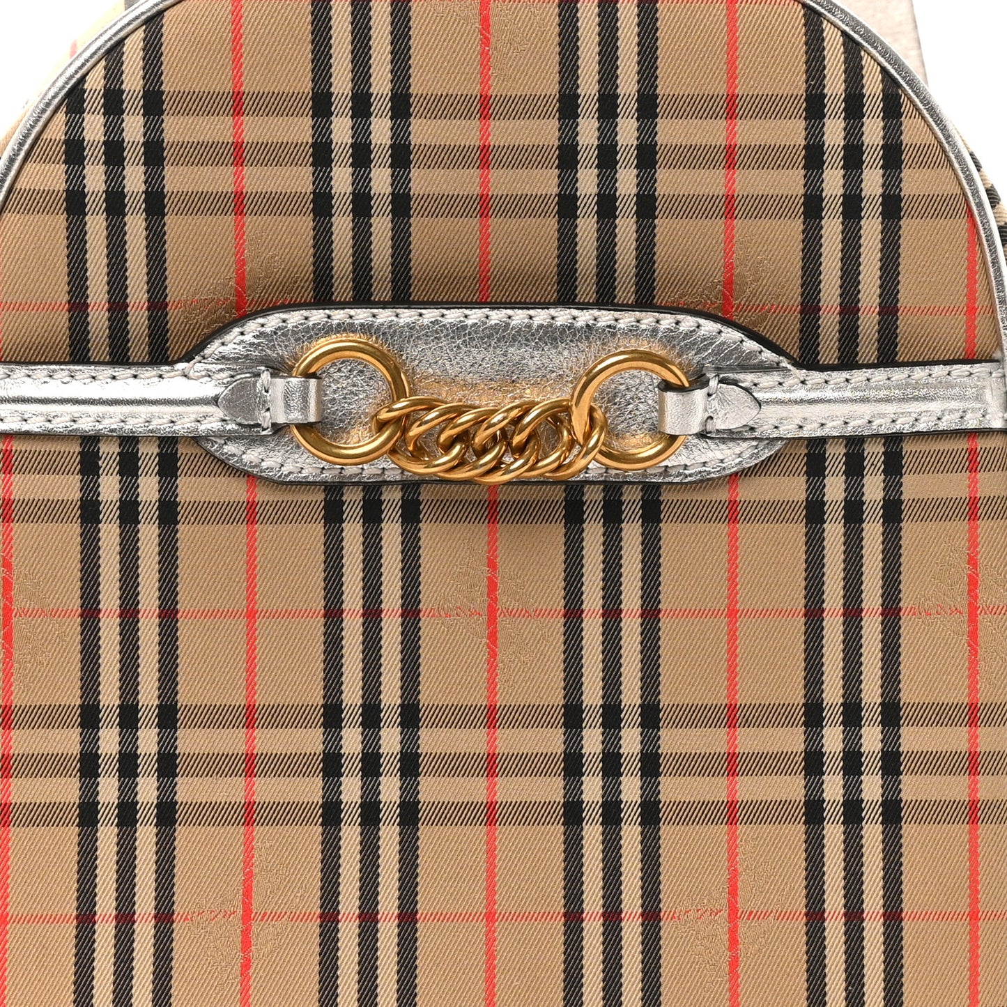 Smooth Calfskin 1983 Knight Check Link Backpack Silver